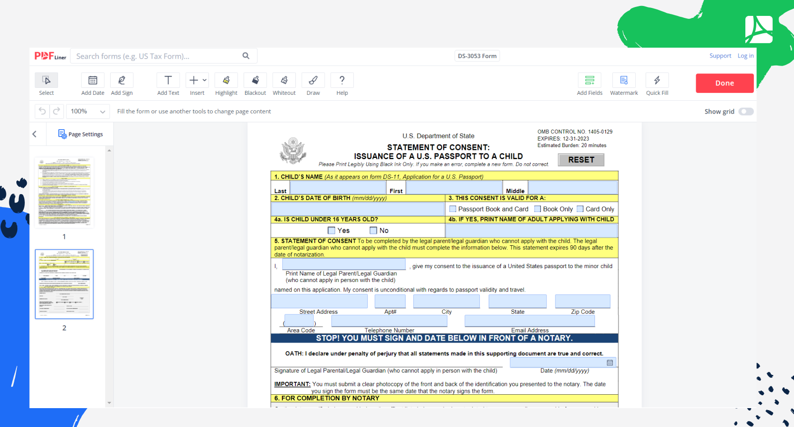 statement of consent passport