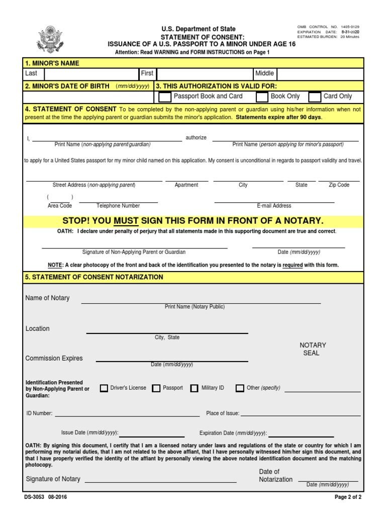 statement of consent passport