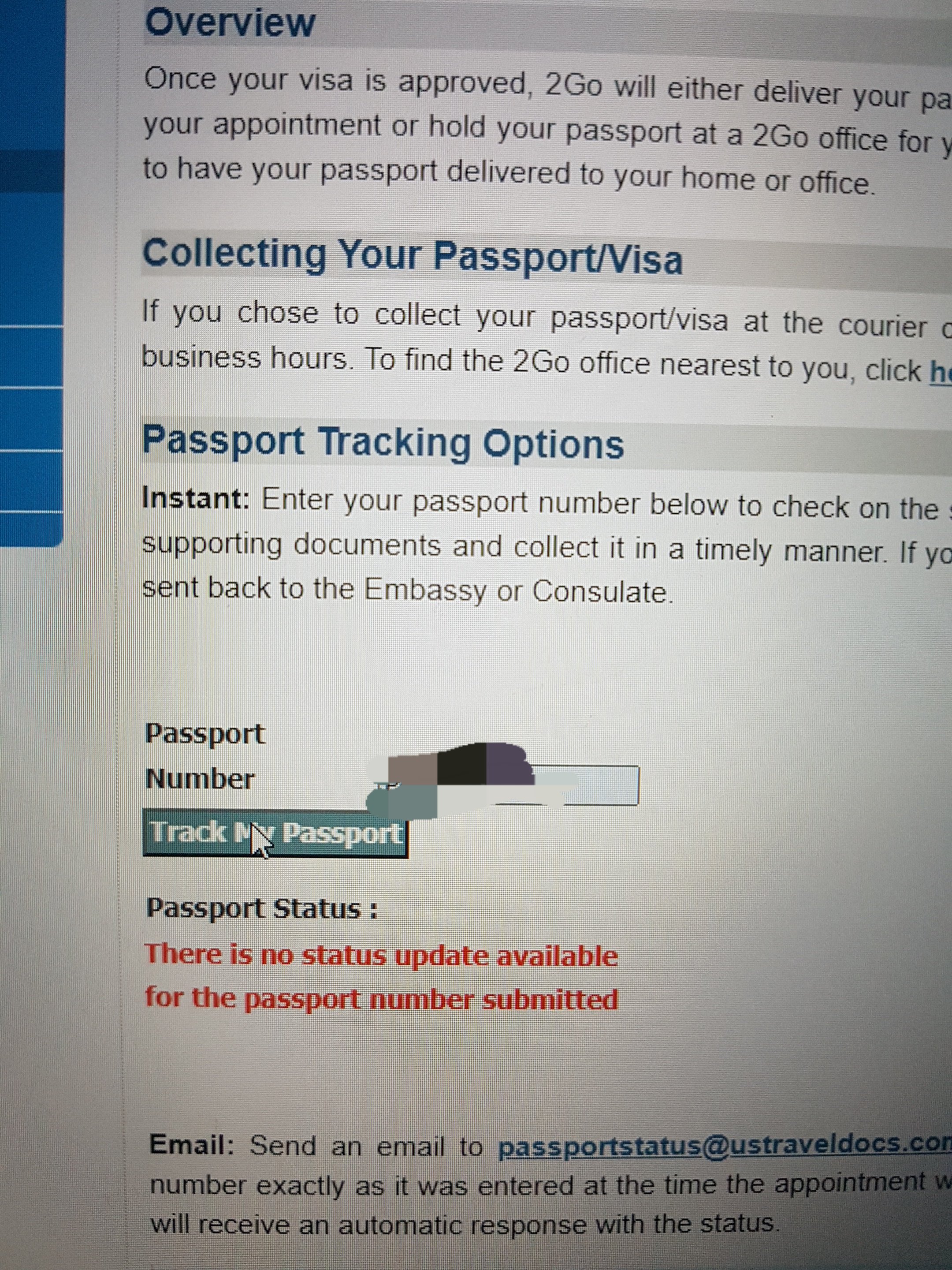 tracking the status of my passport