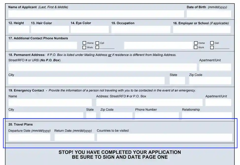 travel passport application