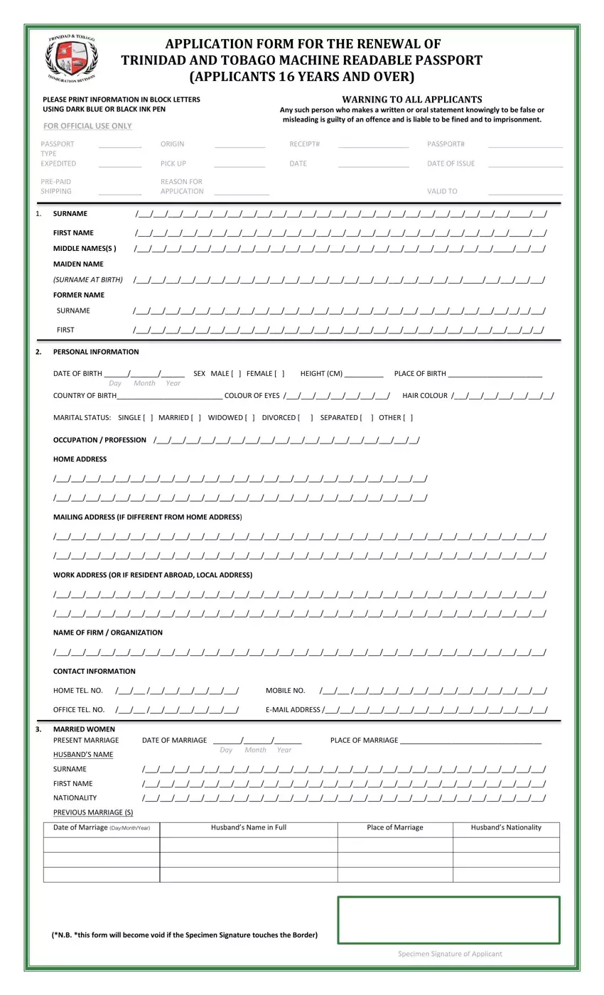 trinidad and tobago passport application