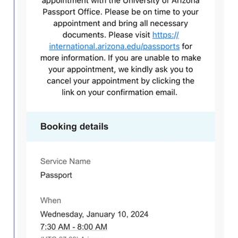 tucson passport office appointment