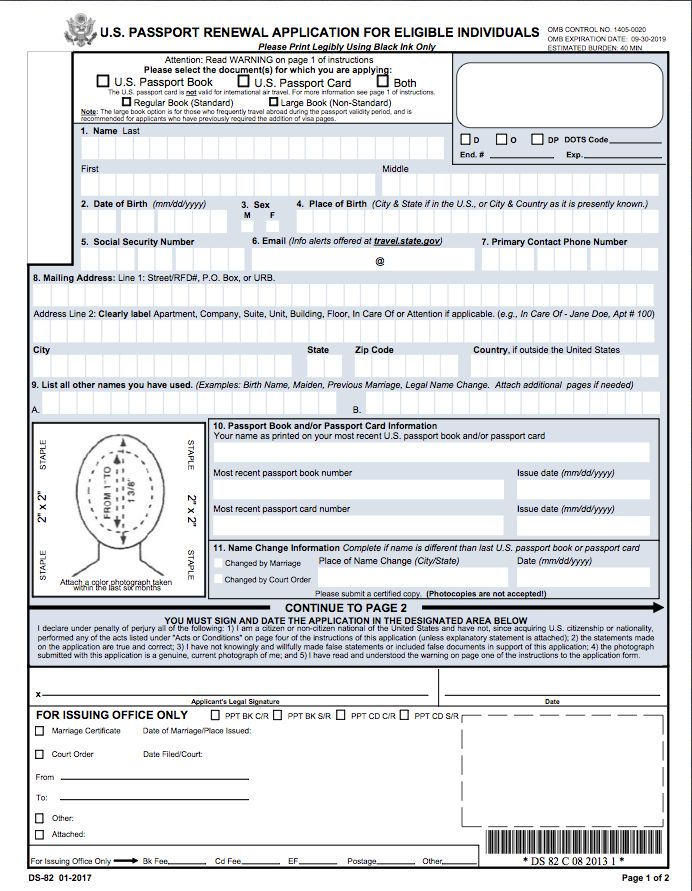 u.s. passport application renewal