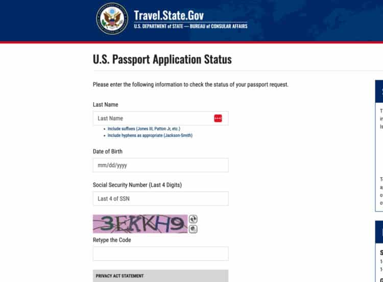 u.s passport application status