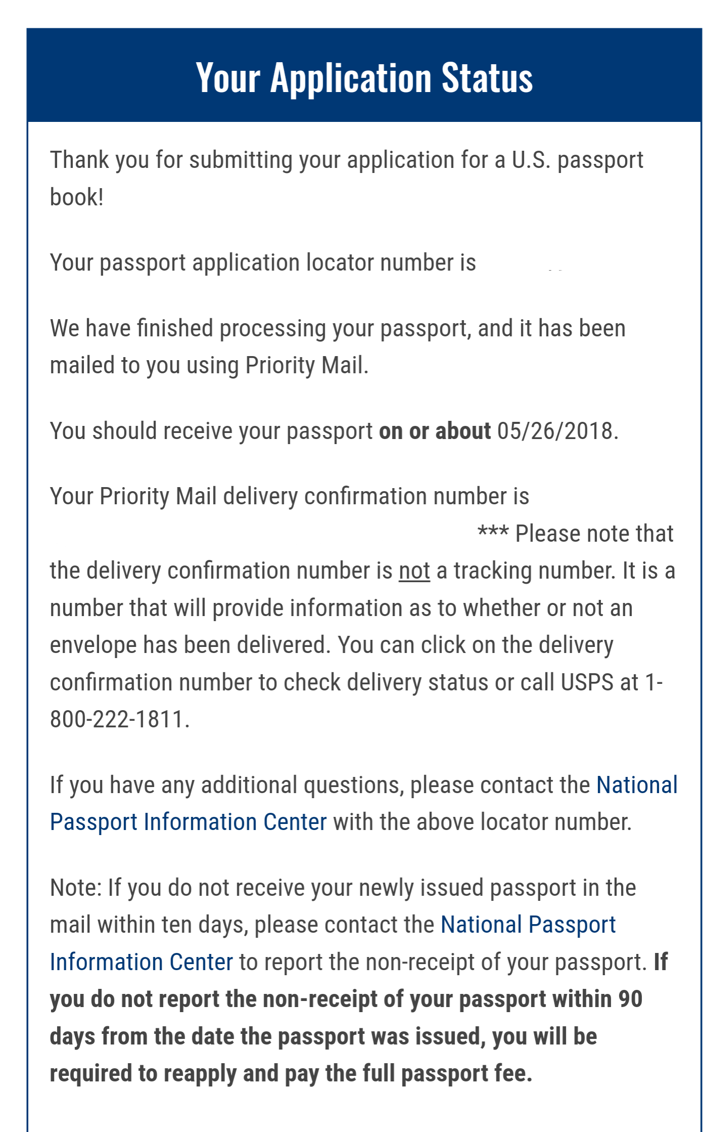 u.s. passport locator number