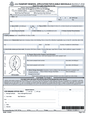 u.s. passport renewal application for eligible individuals