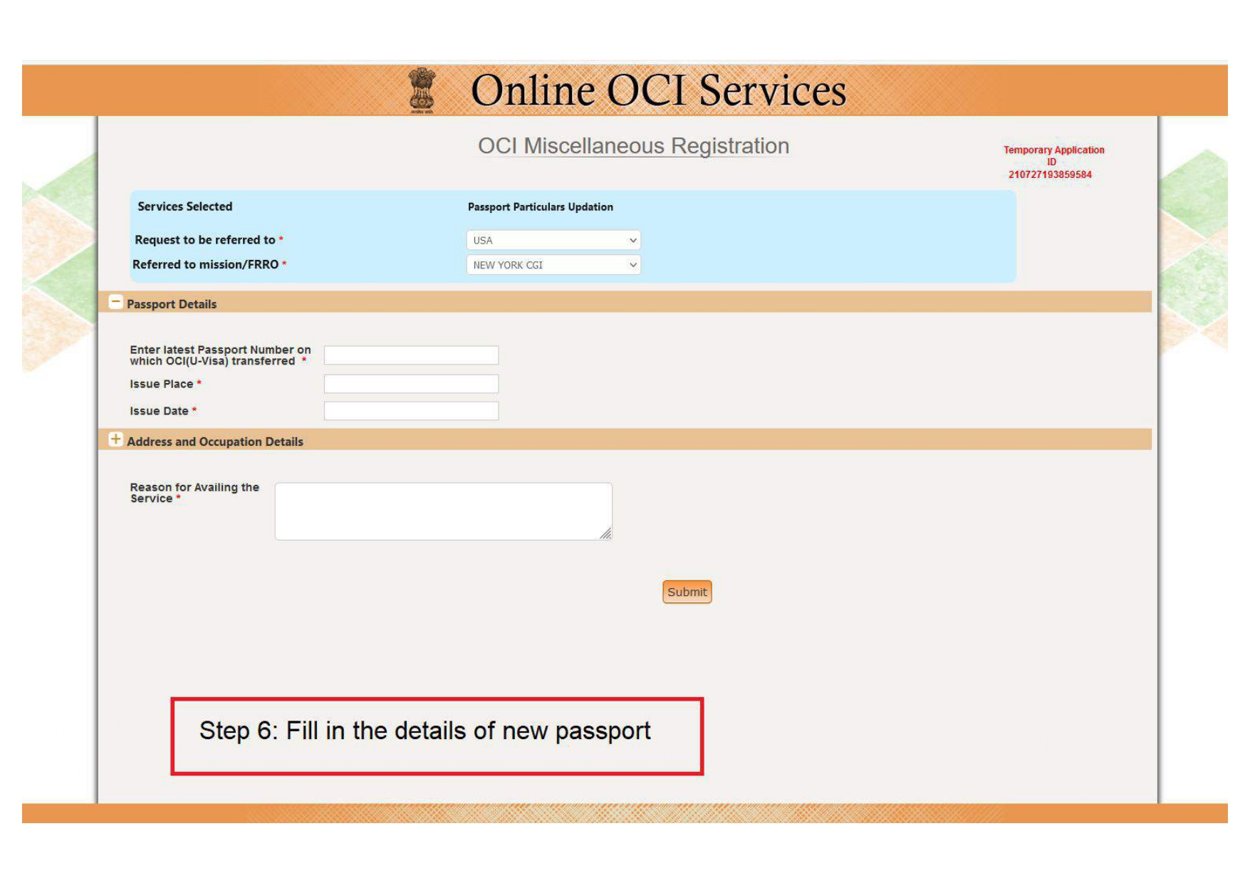 update oci with new passport