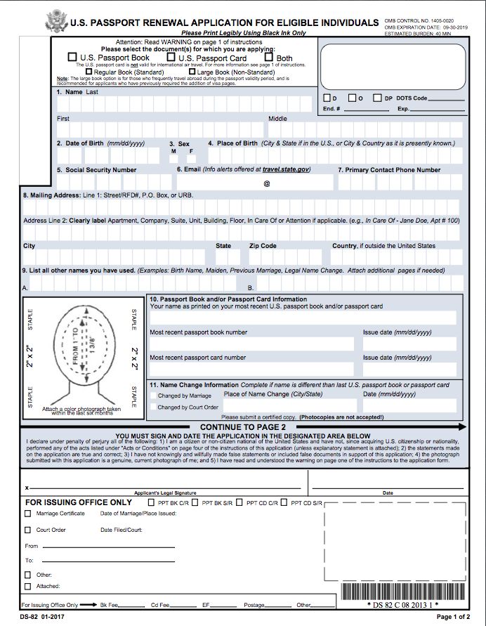 us passport application forms