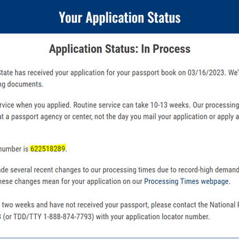 us passport application locator number