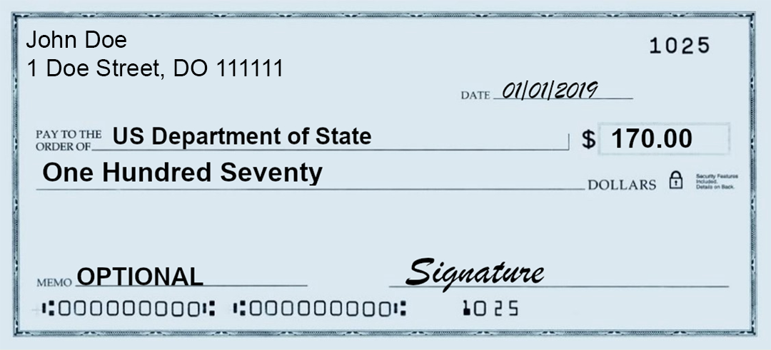 us passport check payable to