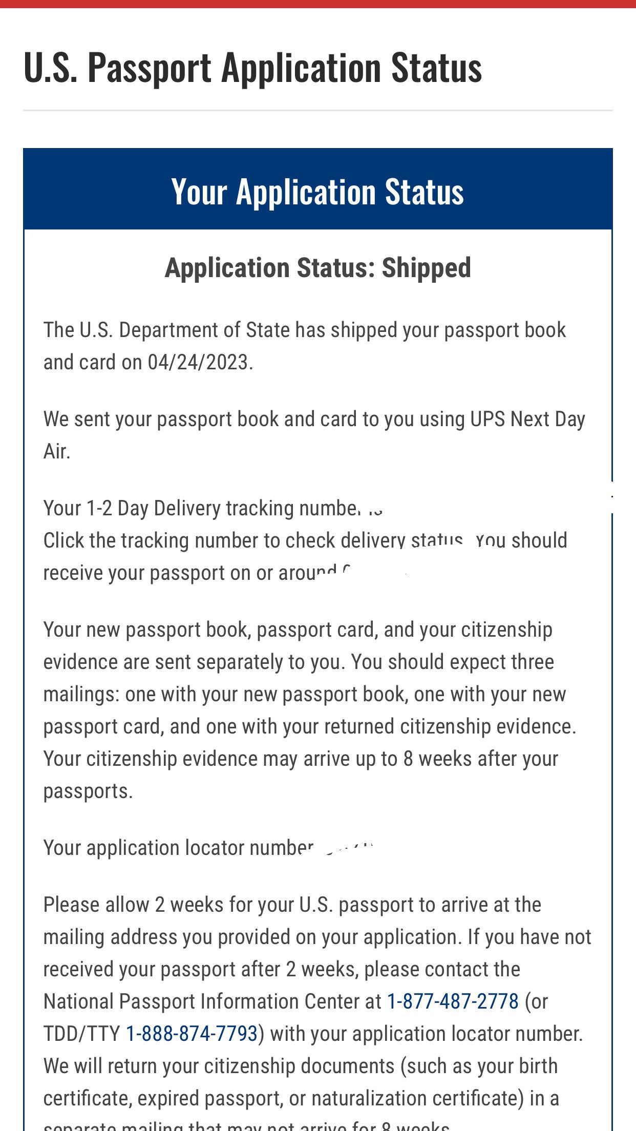 us passport status phone number