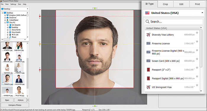 us visa passport photo size