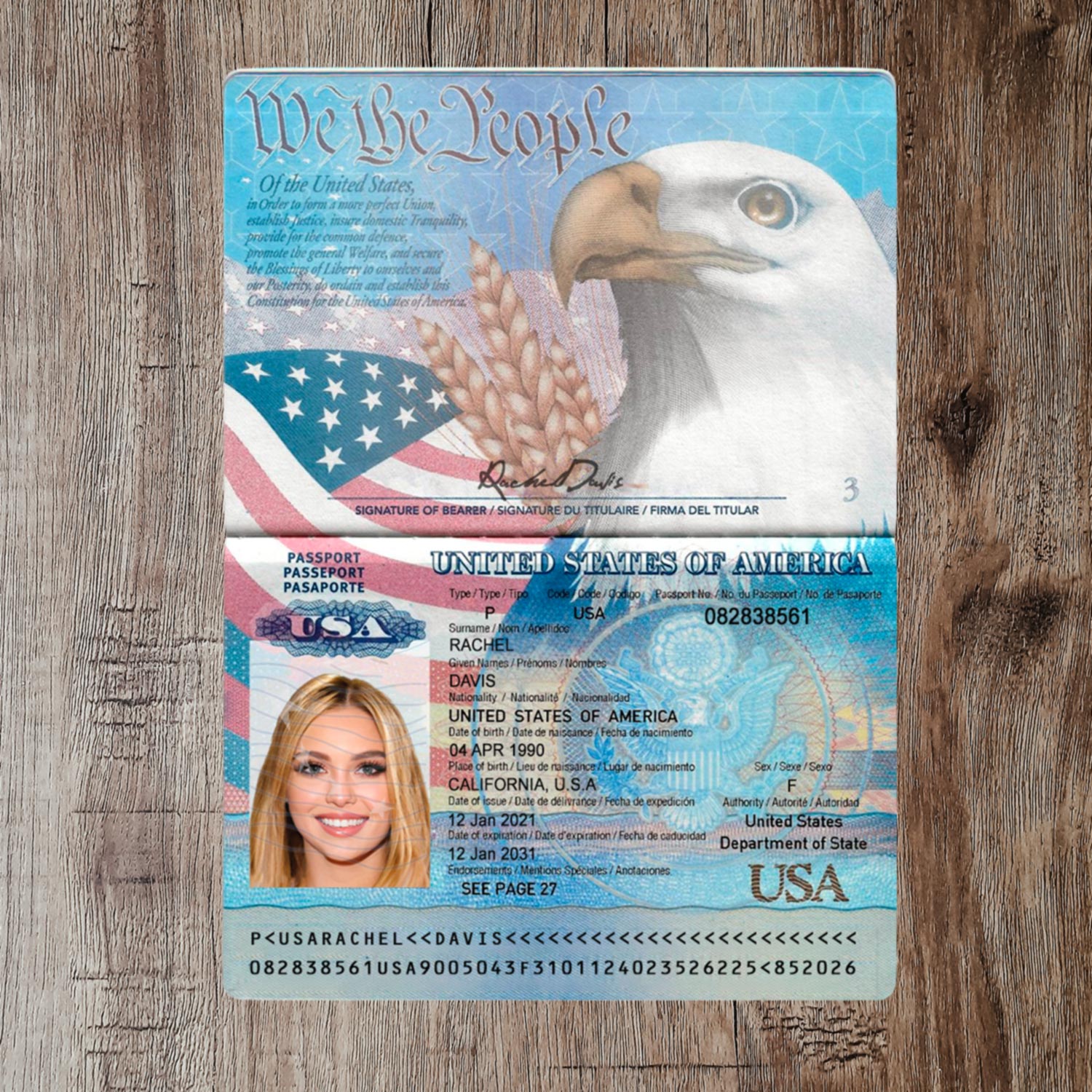 usa passport example