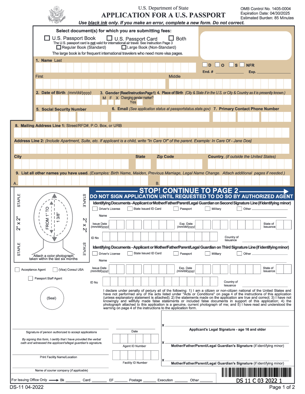 usps passport application pdf