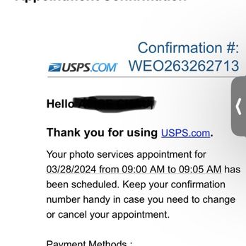 usps passport appointment confirmation email