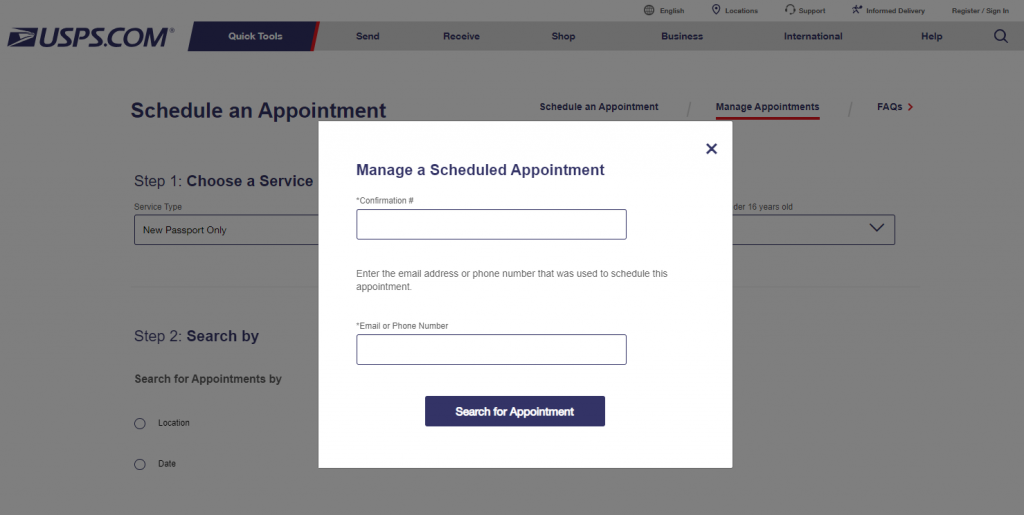 usps passport schedule appointment