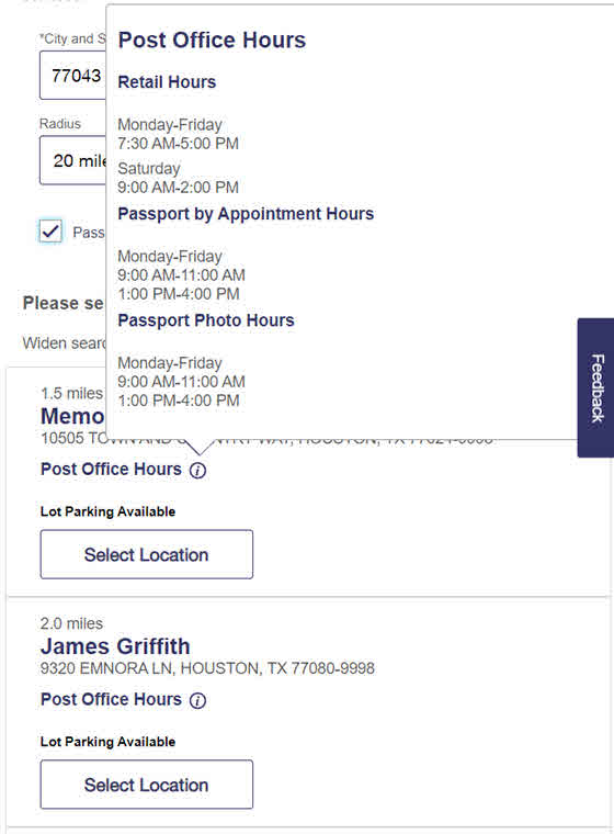 usps.schedule passport