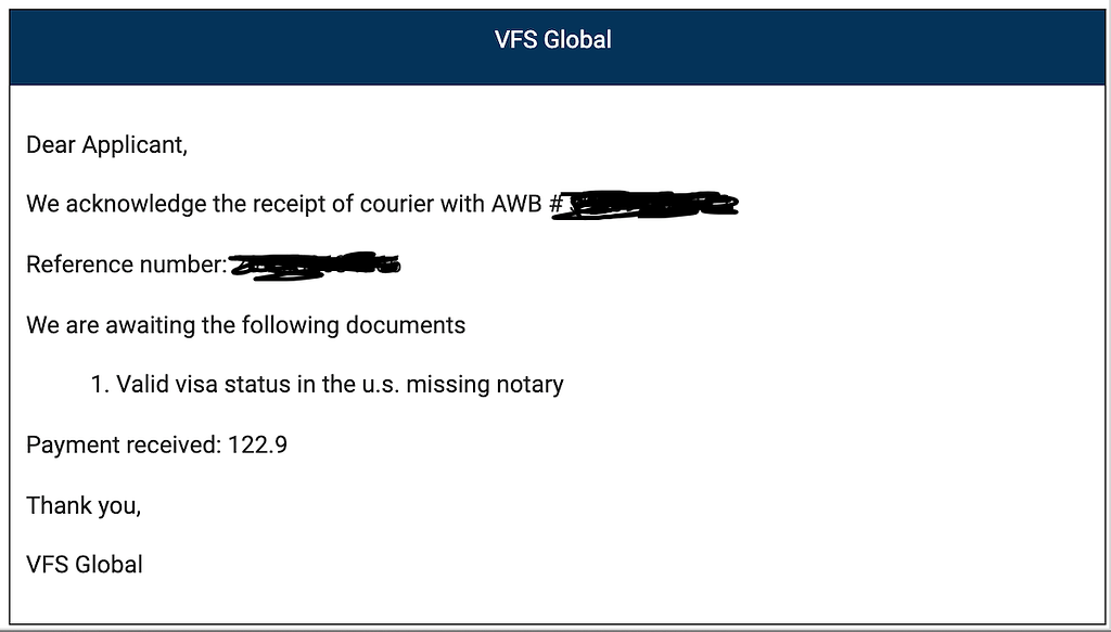 vfs india passport tracking