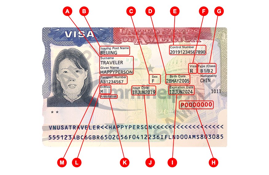 visa number on passport for us visa