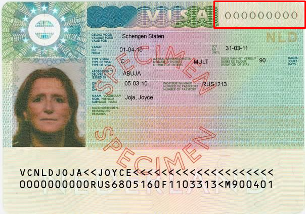 visa number on passport