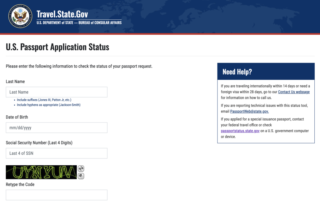 visa passport tracking