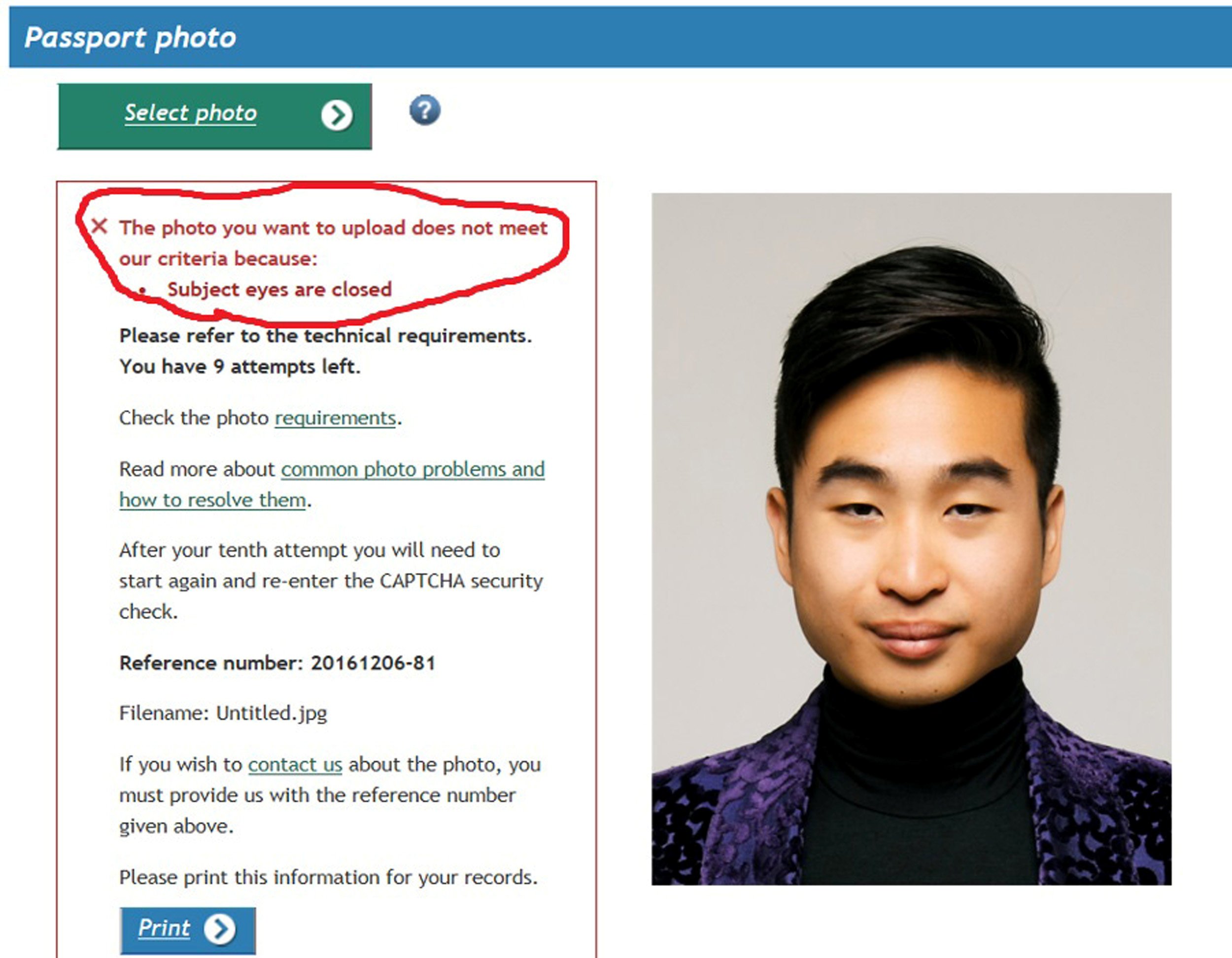 what happens if passport photo is rejected