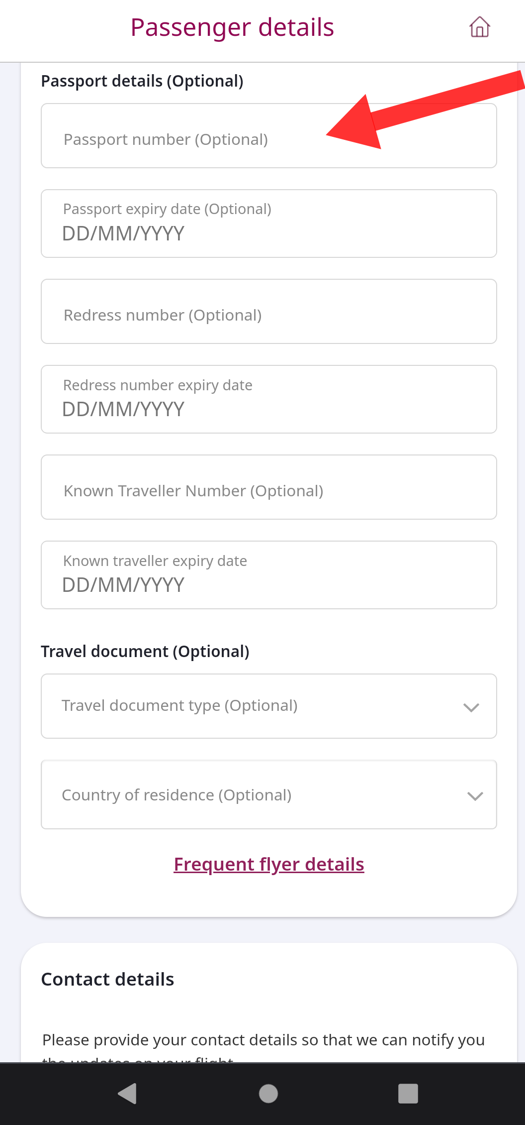 what passport details are needed to book a flight