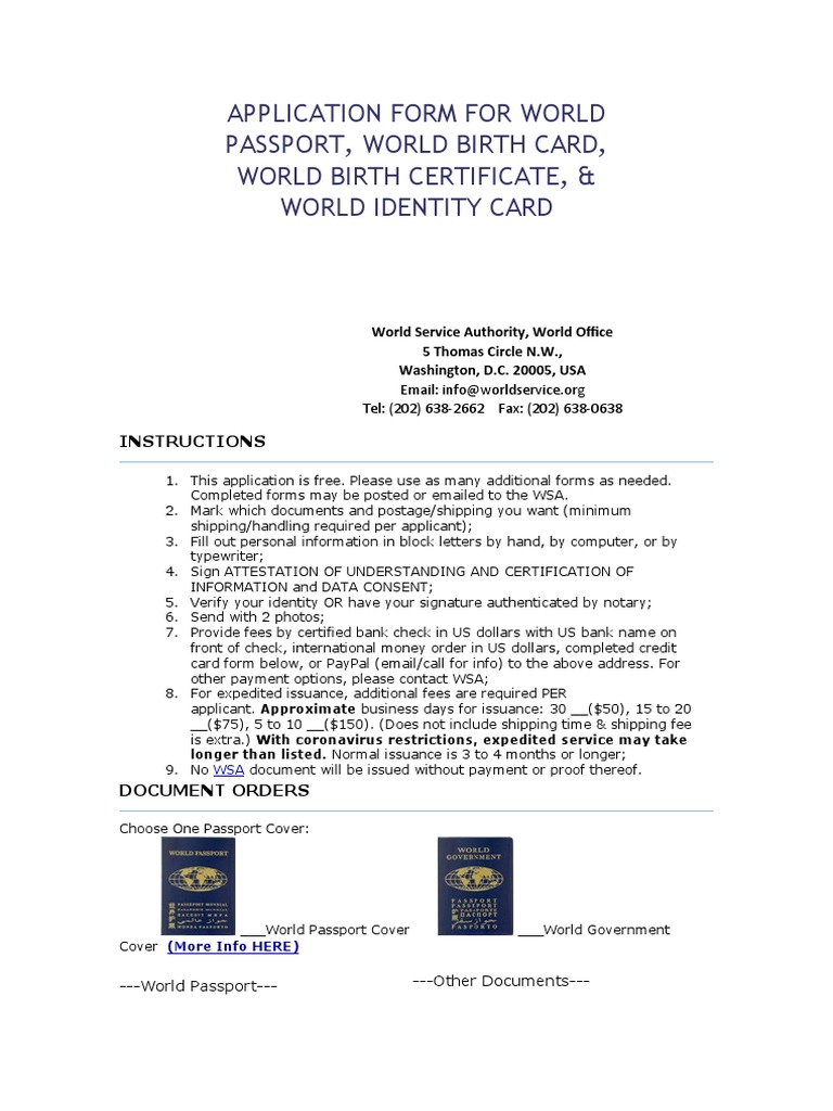 world passport application